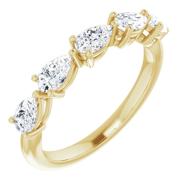 1.25 ct. Pear Cut Diamond Wedding Band 5 Stone Anniversary Ring-VIRABYANI